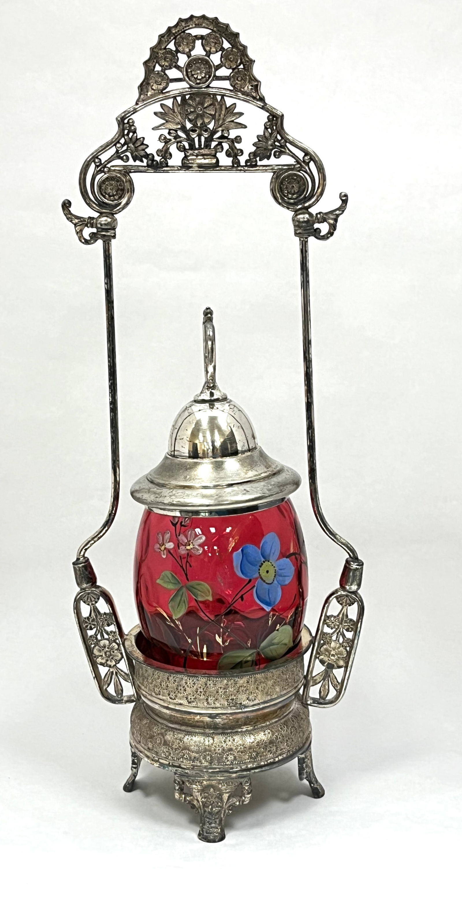 Cranberry decorated Pickle Castor (1 of 4)