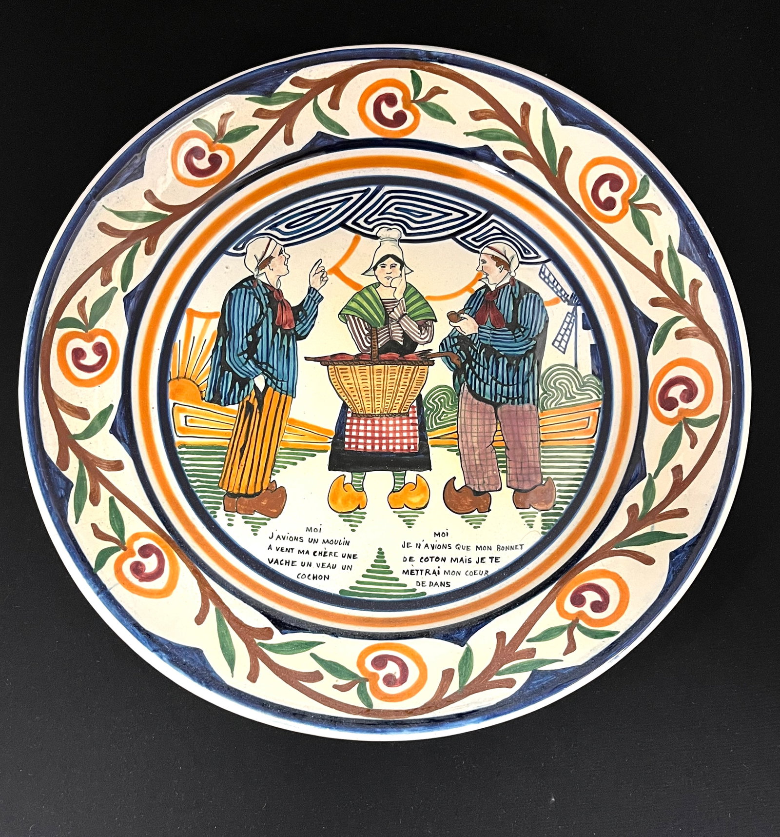 French Faience pottery charger (1 of 3)