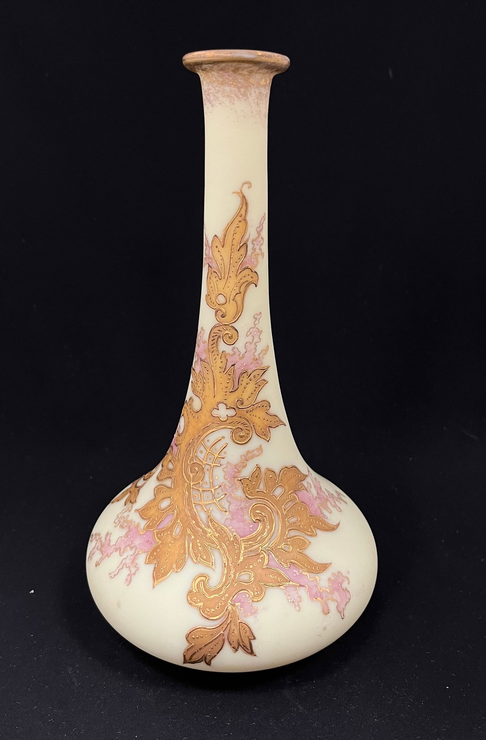 Mt Washington opal bulbous glass vase (1 of 3)