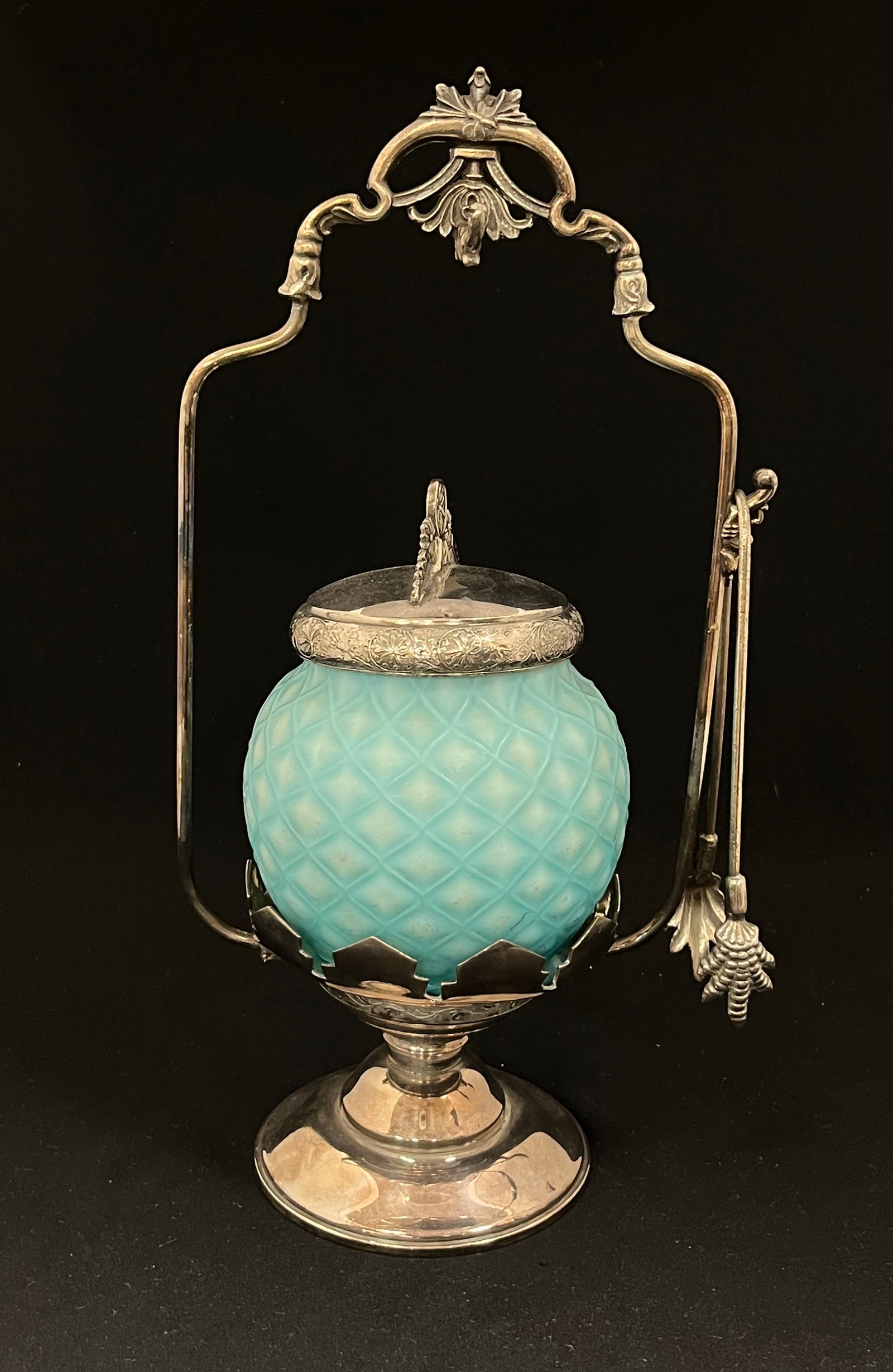 Blue Cut Velvet pickle castor (1 of 3)