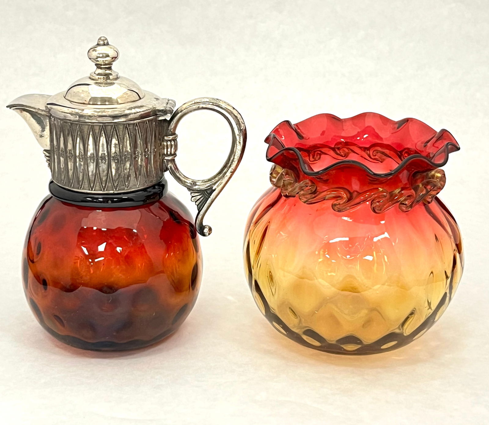Two Amberina glass items (1 of 3)