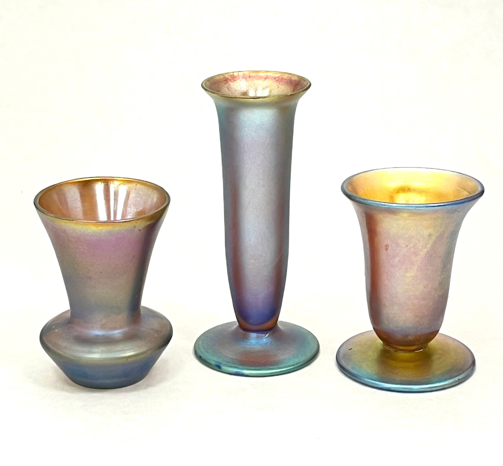 Three Gold Aurene glass vases (1 of 5)