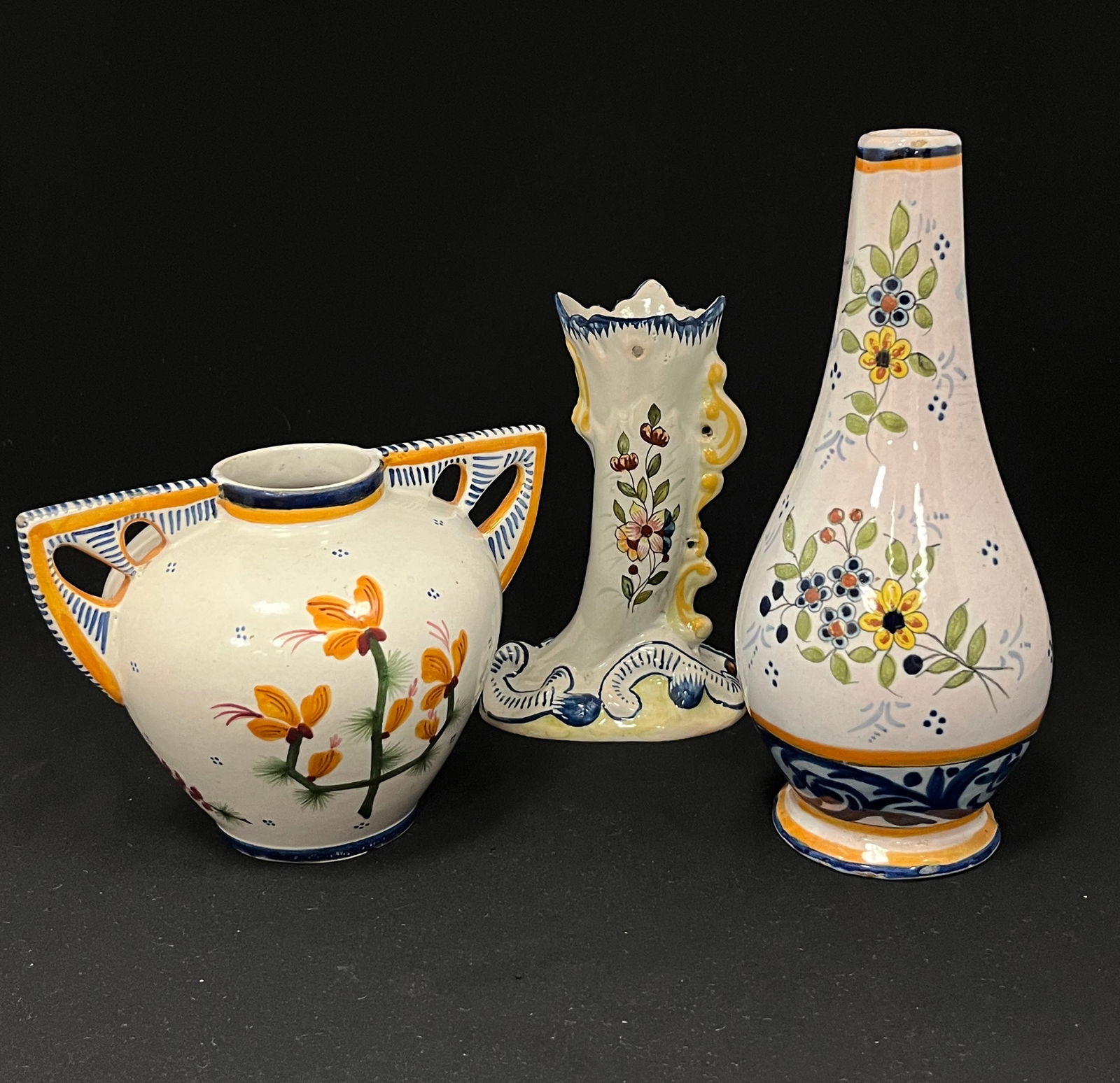 3 Quimper French Faience vases (1 of 4)