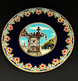 Longwy scenic pottery charger
