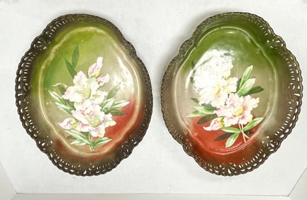 2 Pairpoint Limoges pierced trays
