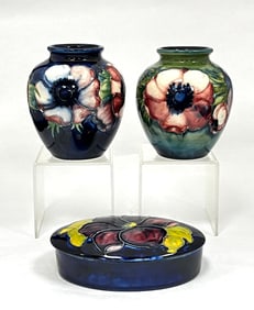 3 piece grouping of Moorcroft pottery