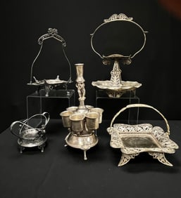 Group of Silver plate serving items