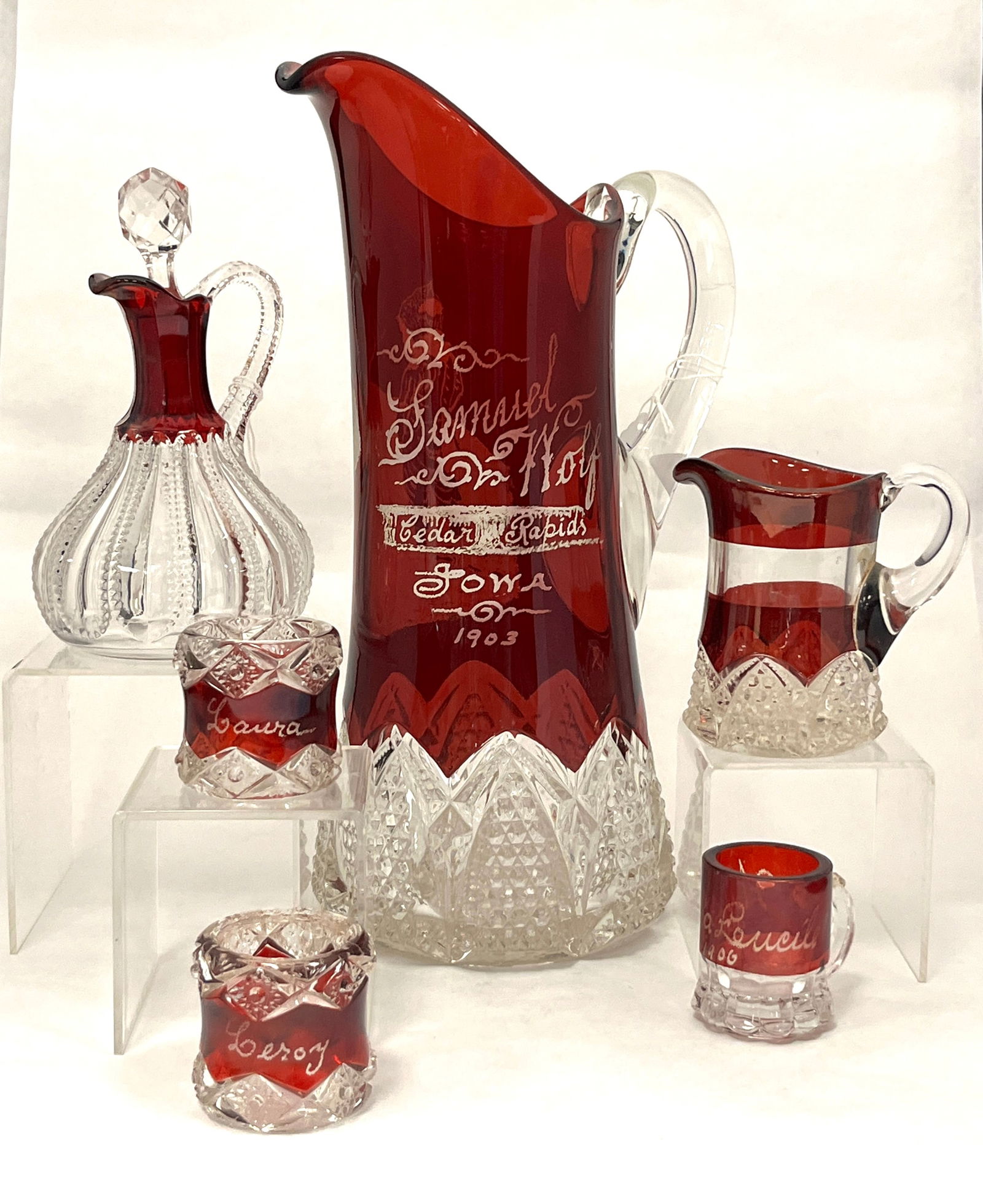 Group of EAPG ruby flash glass (1 of 3)