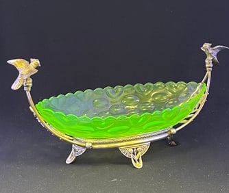 Uranium Vaseline pressed glass canoe