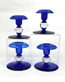 4 Pairpoint cobalt  candlesticks