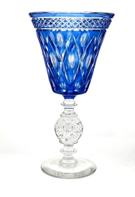Pairpoint blue cut to clear tall vase