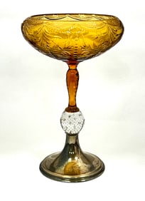 Pairpoint glass and metal vase