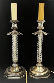 Pair of Pairpoint clear glass lamps