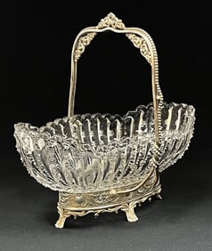 Cut glass celery bowl and caddy