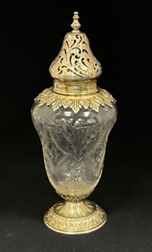 Cut glass and sterling sugar shaker