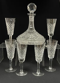 Waterford set with tray and 6 flutes