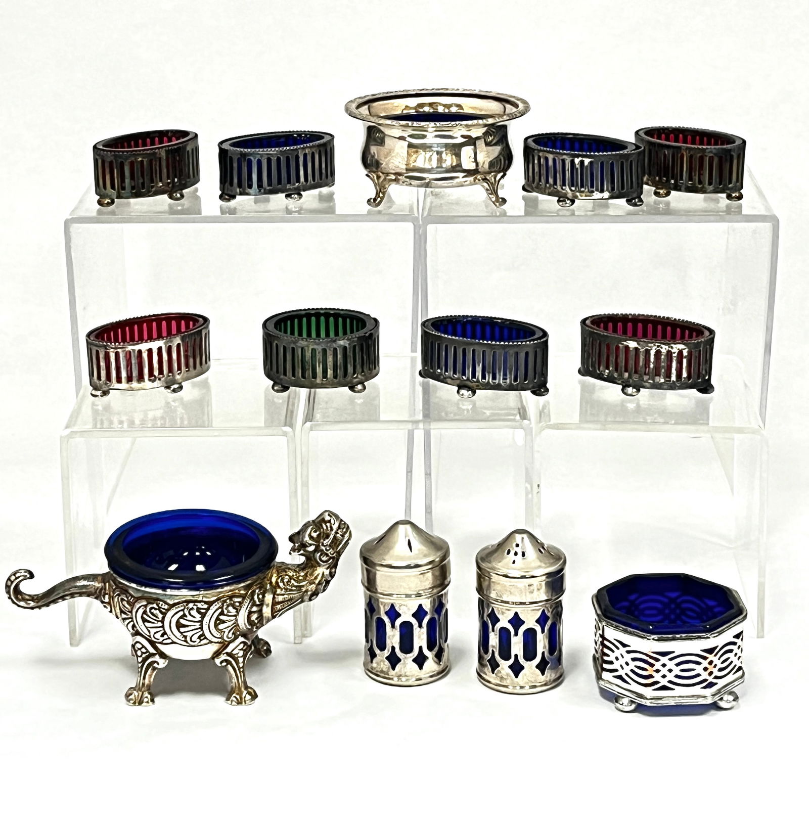 Group of 13 Pairpoint glass salts (1 of 6)