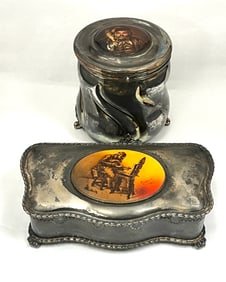 2 Pairpoint glass and metal boxes