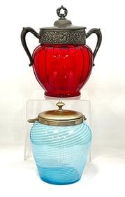 2 Victorian covered jars