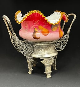 Peachblow Brides bowl and stand