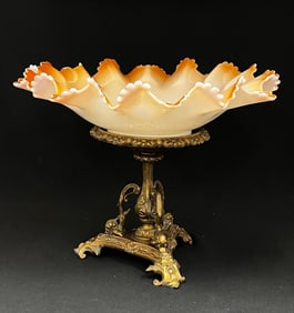 Peach satin Brides bowl and stand