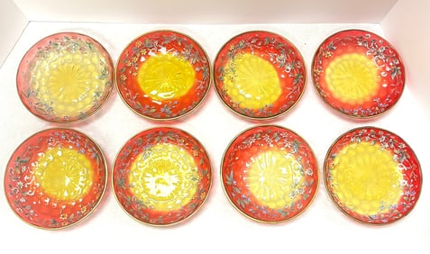 8 Amberina enameled bowls