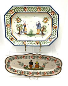2 French Faience trays