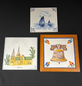 3 French Faience Tiles