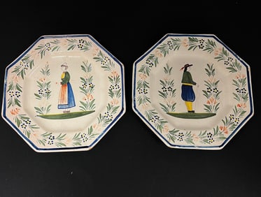 Pair of Henroit Quimper plates