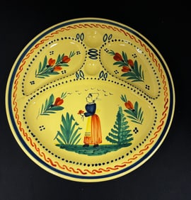 HB Quimper "Soleil" divided plate