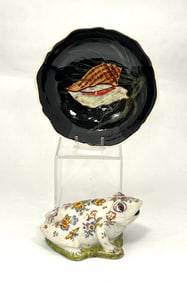 Desvres Figural Frog and Small Bowl