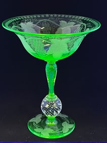 Pairpoint green uranium glass compote