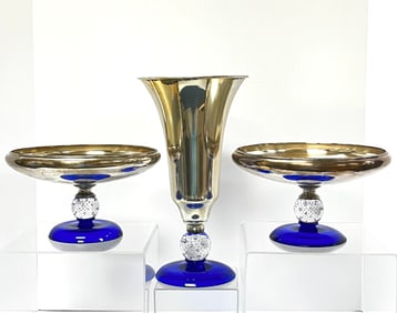 Pairpoint garniture compotes and vase