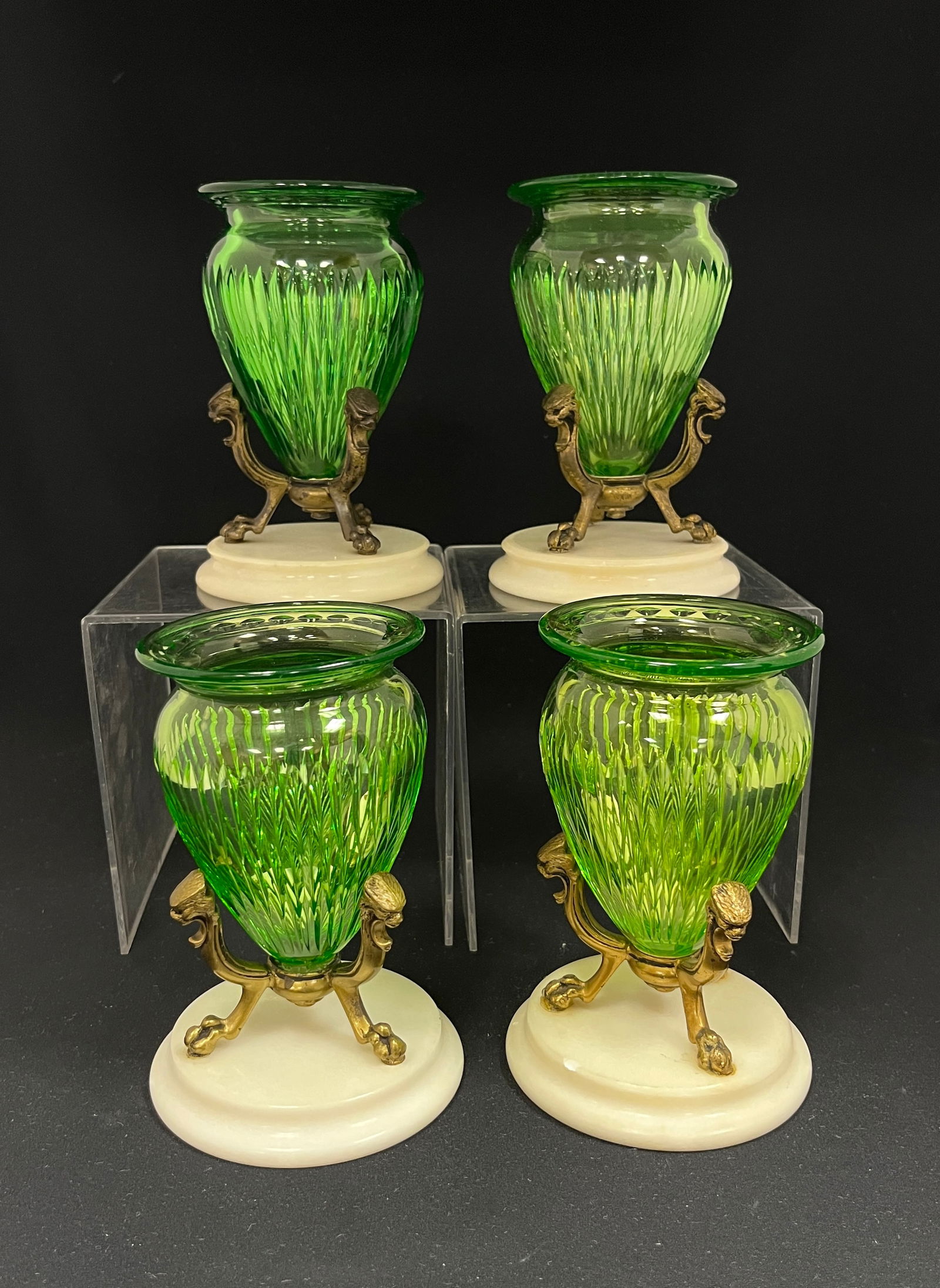 Four Pairpoint uranium glass vases (1 of 5)
