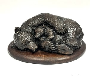 Bronze sculpture bear with cub