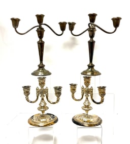 2 Pair of three Candle Candelabras