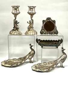 Group of figural Pairpoint metal items