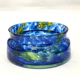 Monart blue art glass bowl