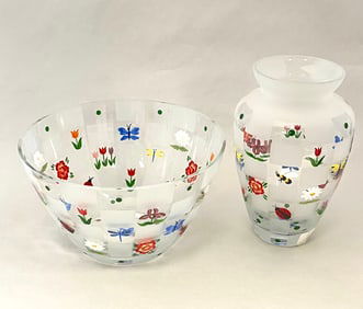 2 Lenox art glass vases