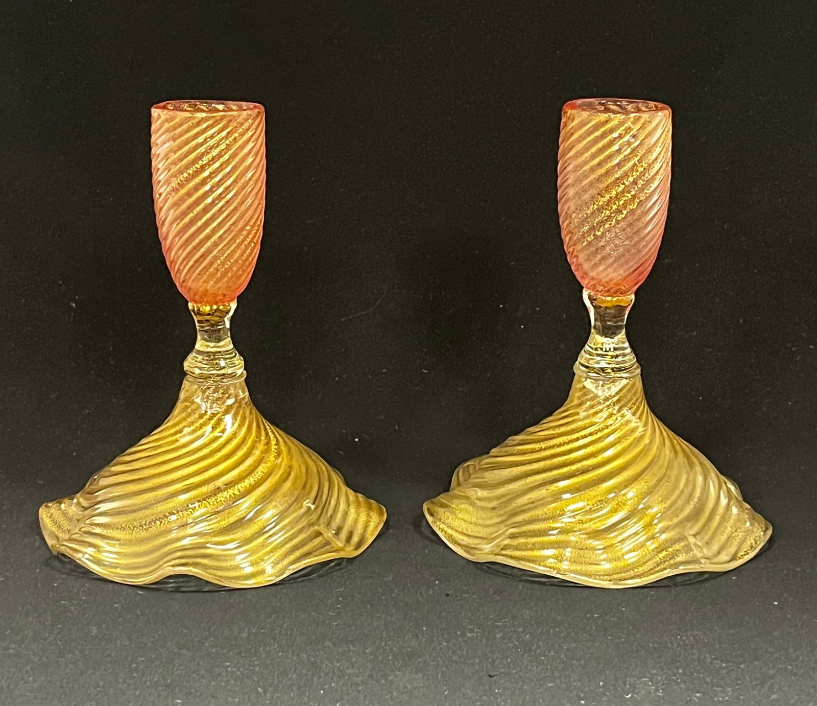 Pair of Murano glass candlesticks (1 of 4)
