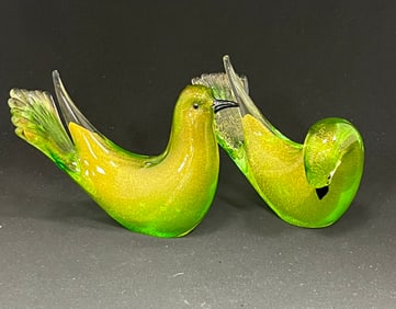 Pair of Murano glass doves