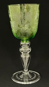 Steuben Green cut to Clear goblet