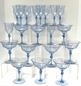 20 French Blue Stemware