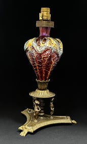 Rare Durand red crackle lamp base