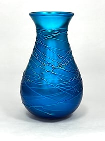 Durand blue threaded glass vase