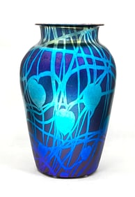 Durand blue Heart and Vine glass vase