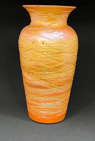 Durand marigold threaded glass vase