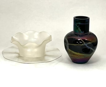 Two Bohemian glass items
