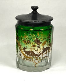 Moser faceted covered jar