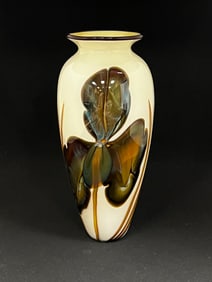 Rick Satava white iris glass vase